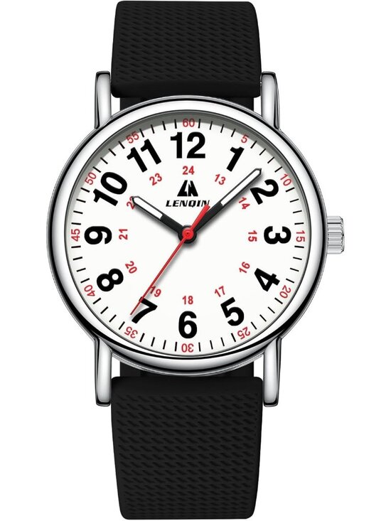 Women\'s Black White Leather Strap Analog Quartz Luminous Dial Waterproof Watch main image 5